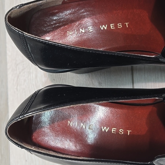 Vintage Nine West Kinetic Leather Y2k Women's Loafers Square Toe Heel Shoes 7.5M - Picture 4 of 12